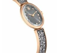 Crystal Rock Oval Uhr, Schweizer Produktion, Kristallarmband, Grau, Roségoldfarbenes Finish