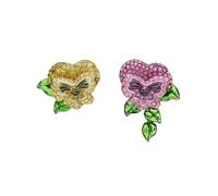 Swarovski Alice im Wunderland Ohrstecker, rhodiniert, Blume, asymmetrisches Design, mehrfarbig