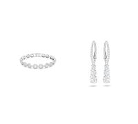 Swarovski Angelic Armband, Rund, Weiss, Rhodiniert & Attract Trilogy Ohrringe, Weiss, Rhodiniert
