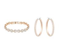 Swarovski Angelic Armband, Rund, Weiss, Roségold-Legierungsschicht & Stone Kreolen, Rosa, Roségold-Legierungsschicht