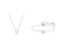 Swarovski Angelic Armband, Rundschliff, Weiß, Rhodiniert & Attract Halskette, Rundschliff, Weiß, Rhodiniert