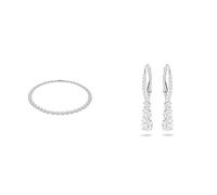 Swarovski Angelic Halskette, Rund, Weiss, Rhodiniert & Attract Trilogy Ohrringe, Weiss, Rhodiniert