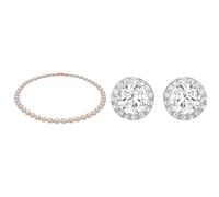 Swarovski Angelic Halskette, Rund, Weiss, Roségold-Legierungsschicht & Angelic Ohrstecker, Rundschliff, Weiß, Rhodiniert