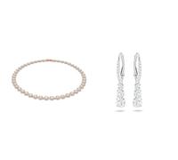 Swarovski Angelic Halskette, Rund, Weiss, Roségold-Legierungsschicht & Attract Trilogy Ohrringe, Weiss, Rhodiniert