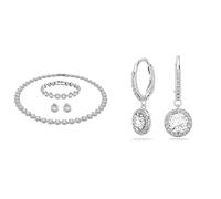 Swarovski Angelic Set, Rund, Weiss, Rhodiniert & Angelic Drop-Ohrhänger, Rundschliff, Weiß, Rhodiniert