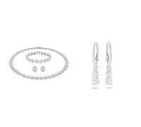 Swarovski Angelic Set, Rund, Weiss, Rhodiniert & Attract Trilogy Ohrringe, Weiss, Rhodiniert
