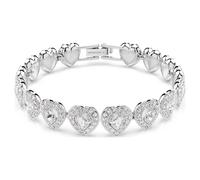 Swarovski Ariana Grande x Tennis Armband, Verschiedene Schliffe, Herz, Weiß, Rhodiniert