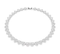 Swarovski Ariana Grande x Tennis Halskette, Verschiedene Schliffe, Herz, Weiß, Rhodiniert