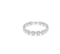 Swarovski Ariana Grande x Tennis Armband, Verschiedene Schliffe, Herz, Weiß, Rhodiniert