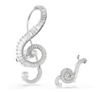 Ariana Grande x Swarovski Ohrclips, Asymmetrisches Design, Kristallperle, Baguette-Schliff, Weiß, Rhodiniert