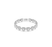 Swarovski Ariana Grande x Tennis Armband, Verschiedene Schliffe, Herz, Weiß, Rhodiniert