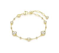 Swarovski Imber Armband, Weißes, Vergoldetes Damenarmband mit Strahlenden Rundkristallen und Schimmernden Metalltropfen