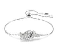 Swarovski Matrix Armband, Rhodiniertes Damenarmband mit Knotenmotiv und Zirkonia im Baguette-Schliff, Mit Kugelschiebeverschluss, Armbandlänge: 24 cm, Motivgröße: 1 x 2 cm
