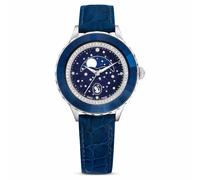 Octea Moon Uhr, Schweizer Produktion, Mond, Lederarmband, Blau, Edelstahl