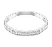 Swarovski Matrix Armreif, Rhodinierter Damenarmreif Oktagon, Verziert mit weißem Zirkonia im Baguette-Schliff, Armbandlänge: 17 cm, Armbandbreite: 0.6 cm