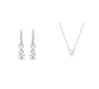 Swarovski Attract Drop-Ohrhänger, Tropfenschliff, Weiß, Rhodiniert & Attract Halskette, Rundschliff, Weiß, Rhodiniert