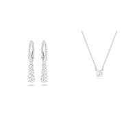 Swarovski Attract Halskette, Rundschliff, Weiß, Rhodiniert & Attract Trilogy Ohrringe, Weiss, Rhodiniert