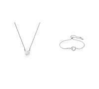 Swarovski Attract Halskette, Rundschliff, Weiß, Rhodiniert & Infinity Armband, Unendlichzeichen und Herz, Weiss, Rhodiniert