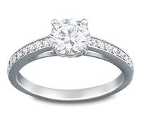 Swarovski Attract Round Ring, Rhodinierter Damenring mit Funkelnden Swarovski Kristallen