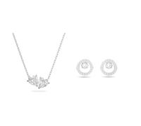 Swarovski Attract Soul Halskette, Herz, Weiss, Rhodiniert & Creativity Ohrstecker, Rund, Weiss, Rhodiniert