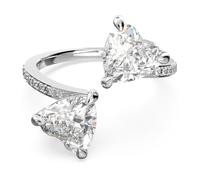 Swarovski Attract Soul Heart Ring, Rhodinierter Damenring mit Klaren Swarovski Kristallen
