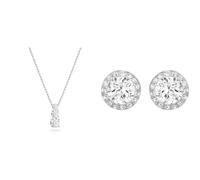 Swarovski Attract Trilogy Anhänger, Rund, Weiss, Rhodiniert & Angelic Ohrstecker, Rundschliff, Weiß, Rhodiniert