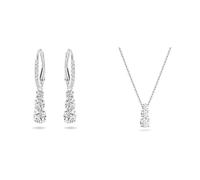 Swarovski Attract Trilogy Ohrringe, Weiss, Rhodiniert & Attract Trilogy Anhänger, Rund, Weiss, Rhodiniert
