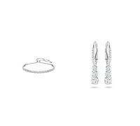 Swarovski Attract Trilogy Ohrringe, Weiss, Rhodiniert & Subtle Trilogy Armband, Weiss, Rhodiniert