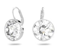 Swarovski Bella Ohrringe, Rund, Klein, Weiss, Rhodiniert