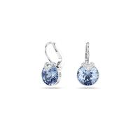 Swarovski Bella V Drop-Ohrhänger, Rhodinierte Ohrringe mit Hellblauen Kristallelementen im Rundschliff, Größe: 1.9 x 1 cm