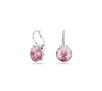 Swarovski Bella V Drop-Ohrhänger, Rhodinierte Ohrringe mit Rosafarbenen Kristallelementen im Rundschliff, Größe: 1.9 x 1 cm