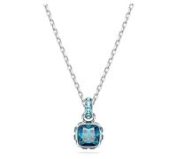 Swarovski Birthstone Anhänger Dezember, Blaue und Rhodinierte Damenhalskette mit Swarovski Kristallen