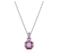 Swarovski Birthstone Anhänger Februar, Rosafarbene und Rhodinierte Damenhalskette mit Swarovski Kristallen