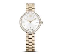 Swarovski Certa Crystal Uhr, hergestellt in der Schweiz, rotgoldfarbenes Finish, Teil der Swiss Made Watches Kollektion, blau, Zeitgenössisch