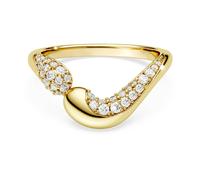 Swarovski Classica Offener Ring, Rundschliff, Weiß, Sterlingsilber, 18K goldbeschichtet 55