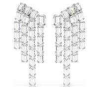 Millenia Ohrclips, Oktagon-Schliff, Chandelier, Weiß, Rhodiniert OS