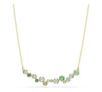 Swarovski Constella Halskette, Vergoldete Damenhalskette mit Klaren Kristallen und Grünen Zirkonia in Krappen- und Kesselfassungen und Verschiedenen Größen, Länge: 38-48 cm