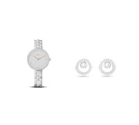 Swarovski Cosmopolitan Uhr, Metallarmband, Silberfarben, Edelstahl & Creativity Ohrstecker, Rund, Weiss, Rhodiniert