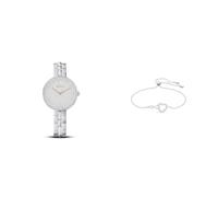 Swarovski Cosmopolitan Uhr, Metallarmband, Silberfarben, Edelstahl & Infinity Armband, Unendlichzeichen und Herz, Weiss, Rhodiniert