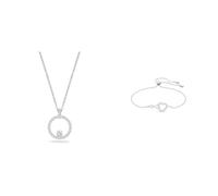 Swarovski Creativity Anhänger, Rund, Weiss, Rhodiniert & Infinity Armband, Unendlichzeichen und Herz, Weiss, Rhodiniert