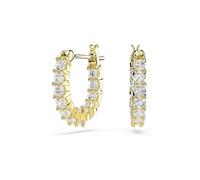 Swarovski Matrix Vittore Hoop Ohrringe, rund geschnitten, weiß, goldfarbener plattiert