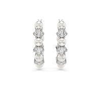 Swarovski Matrix Drop-Ohrhänger, Kristallperle, Rundschliff, Weiß, Rhodiniert