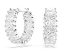 Swarovski Matrix Mini -Hoop -Ohrringe, weiß, Rhodiumplattierter