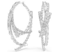 Swarovski Creolen Matrix, gemischter Schnitt, weiß, rhodiniert