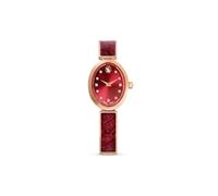 Swarovski Crystal Rock Ovale Armbanduhr Swiss Made, Metallarmband, rot, roségoldfarbenes Finish, Armband, Armband