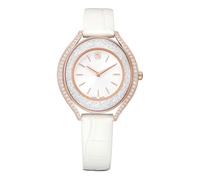 Crystalline aura Uhr, Schweizer Produktion, Lederarmband, Weiß, Roségoldfarbenes Finish OS