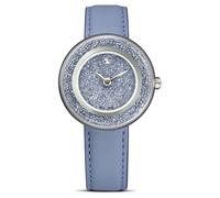 Swarovski Crystalline Lustre Uhr, Schweizer Produktion, Lederarmband, Blau, Edelstahl