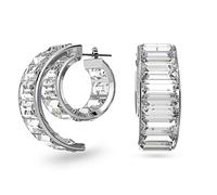 Swarovski Matrix Kreolen, Rhodinierte Ohrringe mit Strahlenden Swarovski Kristallen