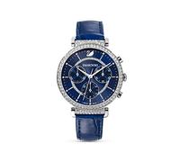 Swarovski Damen Edelstahl Schweizer Quarz Uhr mit Leder Armband Blau 14 blau