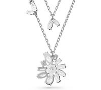 Swarovski Damen Gema Halskette im Lagenlook Verschiedene Schliffe, Blume, Weiß, Rhodiniert 5644658